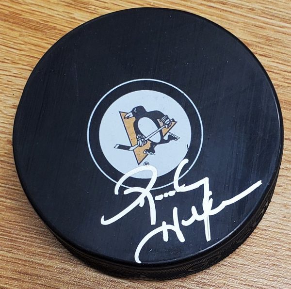 Autographed RANDY HILLIER Pittsburgh Penguins Hockey Puck