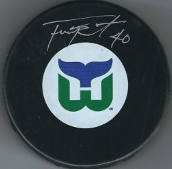 Autographed FRANK PIETRANGELO Hartford Whalers Hockey Puck
