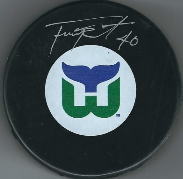 Autographed FRANK PIETRANGELO Hartford Whalers Hockey Puck