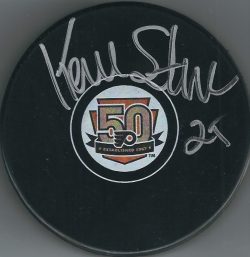 Autographed KEVIN STEVENS Philadelphia Flyers 50th Anniversary Hockey Puck