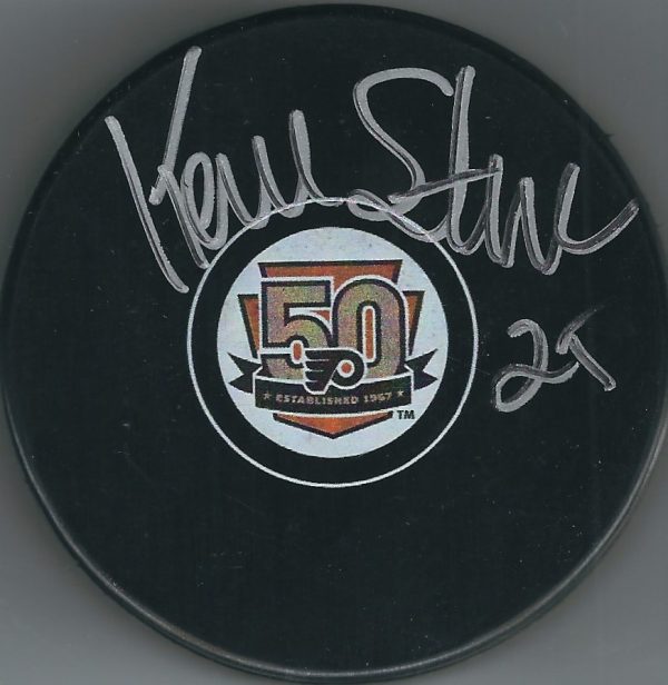 Autographed KEVIN STEVENS Philadelphia Flyers 50th Anniversary Hockey Puck