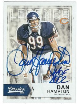 Autographed DAN HAMPTON 2016 Classics Chicago Bears Card