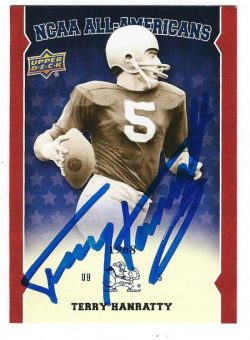 Autographed TERRY HANRATTY 2013 Upper Deck Notre Dame Card