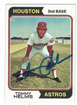 Autographed TOMMY HELMS 1974 Topps Card
