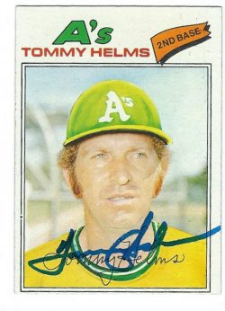 Autographed TOMMY HELMS 1977 OPC Card