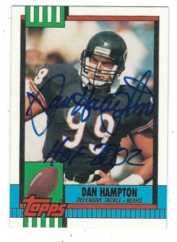 Autographed DAN HAMPTON 1990 Topps Chicago Bears Card