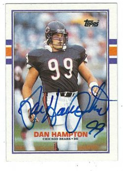 Autographed DAN HAMPTON 1989 Topps Chicago Bears Card