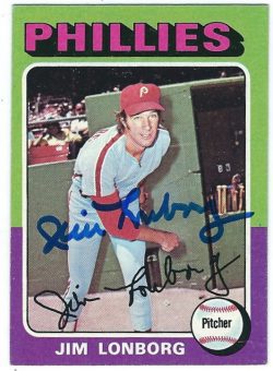 Autographed JIM LONBORG 1975 Topps  Card