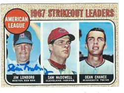 Autographed JIM LONBORG 1968 Topps Card