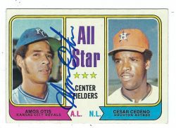 Autographed AMOS OTIS 1974 Topps Card