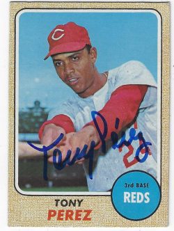 Autographed TONY PEREZ 1968 Topps Card