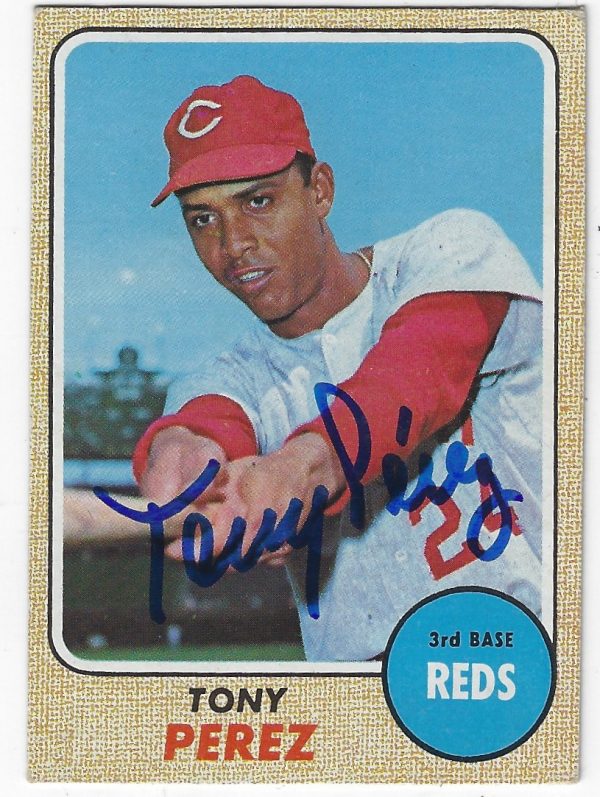 Autographed TONY PEREZ 1968 Topps Card