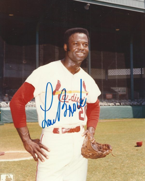 Autographed LOU BROCK 8x10 St. Louis Cardinals Photo