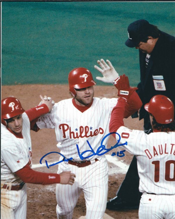 AUTOGRAPHED DAVE HOLLINS 8X10 Philadelphia Phillies Photo