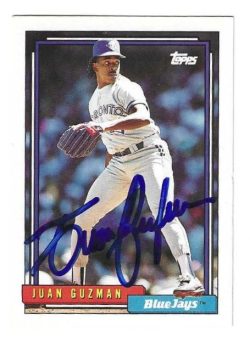 Autographed JUAN GUZMAN Toronto Blue Jays 1992 Topps Card