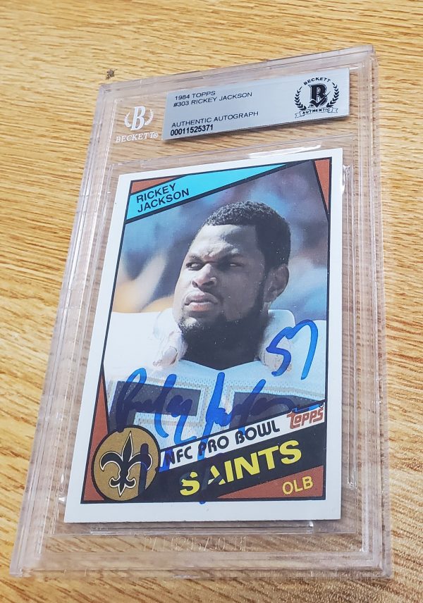 Autographed 1984 Topps Rickey Jackson New Orleans Saints Rookie card #30 BAS Beckett Slabbed