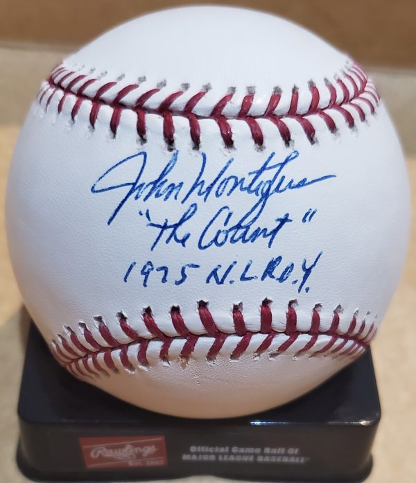 Autographed JOHN MONTEFUSCO "1975 NL ROY" Official Major League Baseball