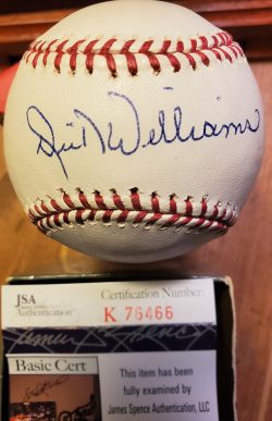 Autographed DICK WILLIAMS Official Major League Baseball JSA