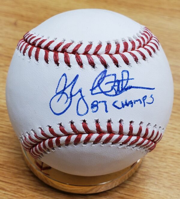 Autographed GREG MATHEWS '87 NL Champs" Official Major League Baseball