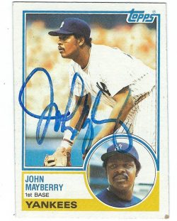 Autographed JOHN MAYBERRY 1983 Topps card