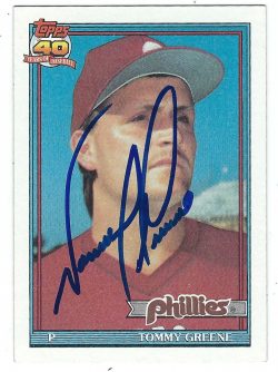 Autographed TOMMY GREENE 1991 Topps Card