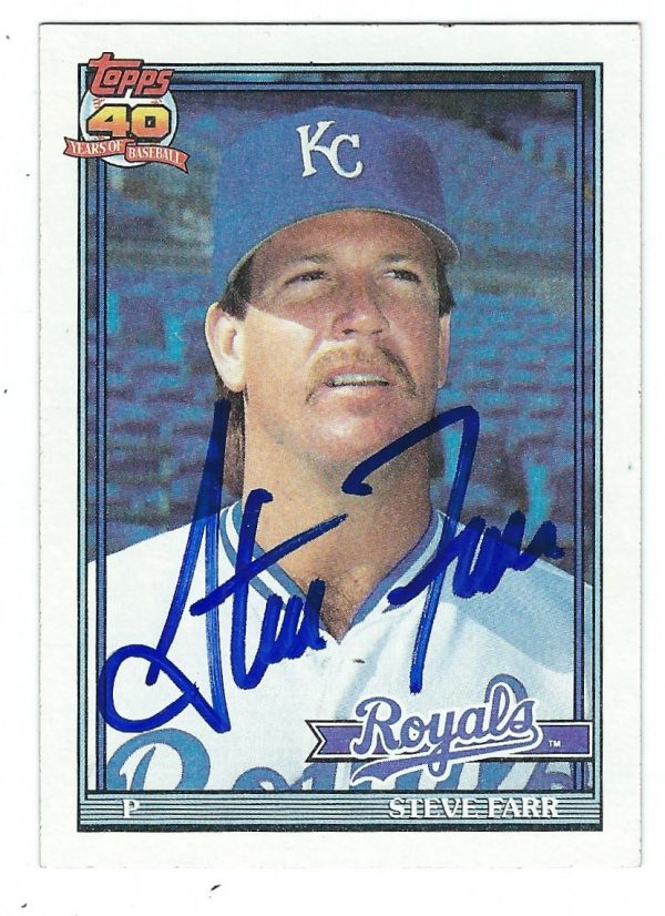 Autographed STEVE FARR 1991 Topps Card