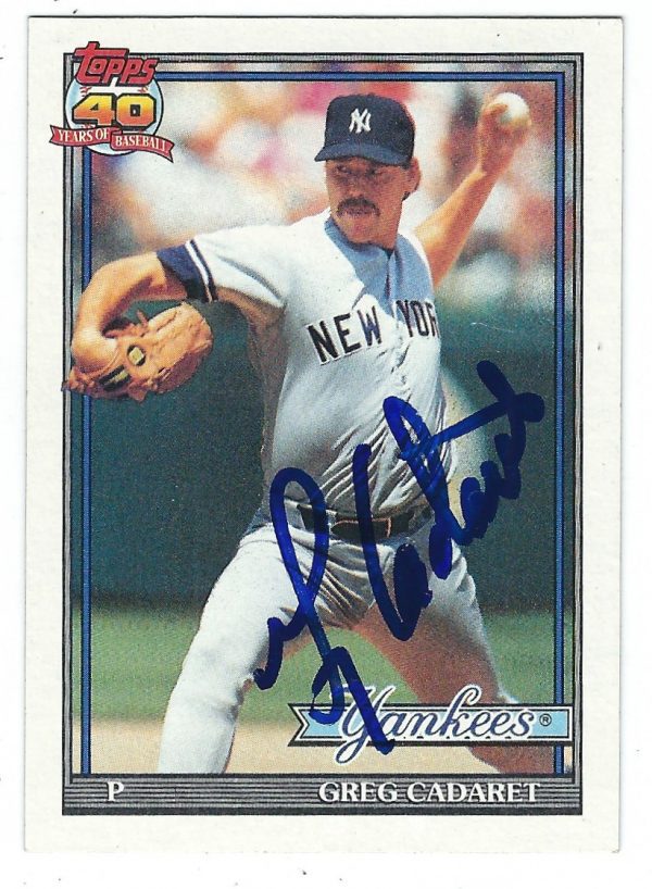 Autographed GREG CADARET 1991 Topps Card