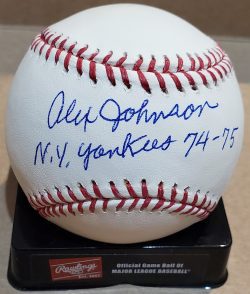 Autographed ALEX JOHNSON "NY Yankees 74-75" Official Major League Baseball