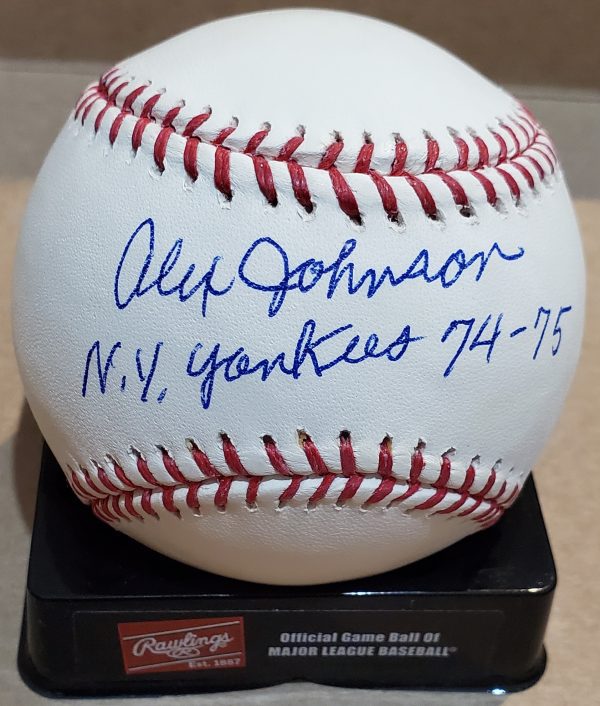 Autographed ALEX JOHNSON "NY Yankees 74-75" Official Major League Baseball