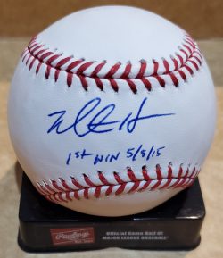 Autographed MITCH HARRIS "1st Win 5/5/15" Official Major League Baseball