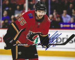 Autographed NOAH HANIFIN 8X10 Calgary Flames Photo
