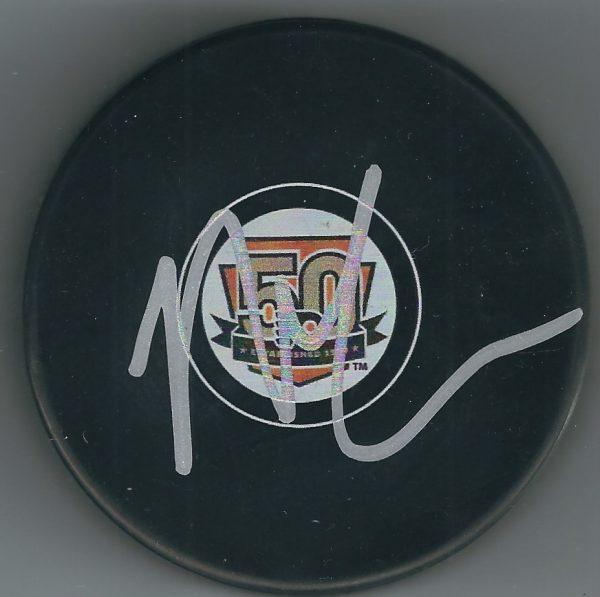 Autographed NICK COUSINS Philadelphia Flyers 50th Anniversary Hockey Puck
