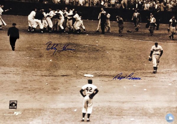 AUTOGRAPHED  BOBBY THOMSON & RALPH BRANCA NY GIANTS &  BROOKLYN DODGERS 16x20 photo