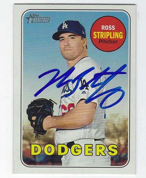 Autographed Ross Stripling LA Dodgers 2018 Topps Heritage Card