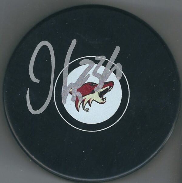 Autographed OLIVER EKMAN-LARSSON Arizona Coyotes Hockey puck