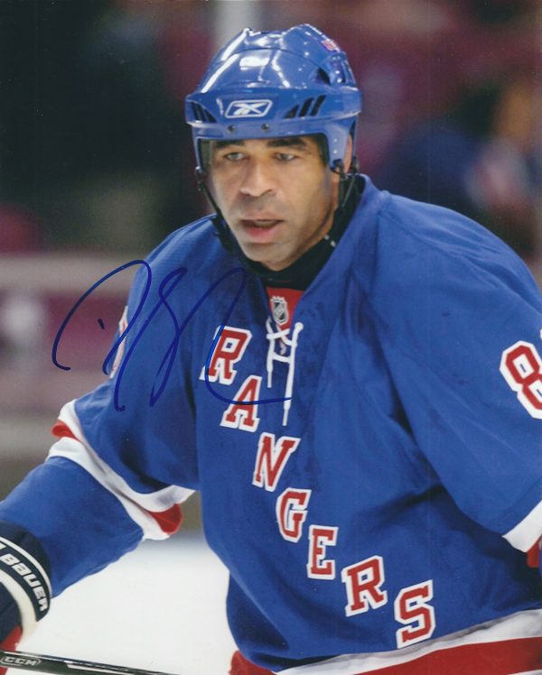 Autographed Donald Brashear 8X10 New York Rangers Photo
