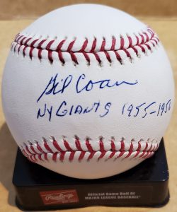 Autographed GIL COAN  "NY Giants1955-56" Official Major League Baseball