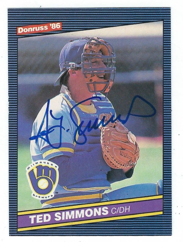 Autographed TED SIMMONS 1986 Donruss Card