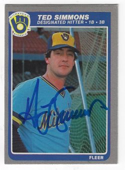 Autographed TED SIMMONS 1985 Fleer Card