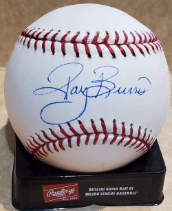 Autographed RAY BURRIS Rawlings Official Major League Baseball