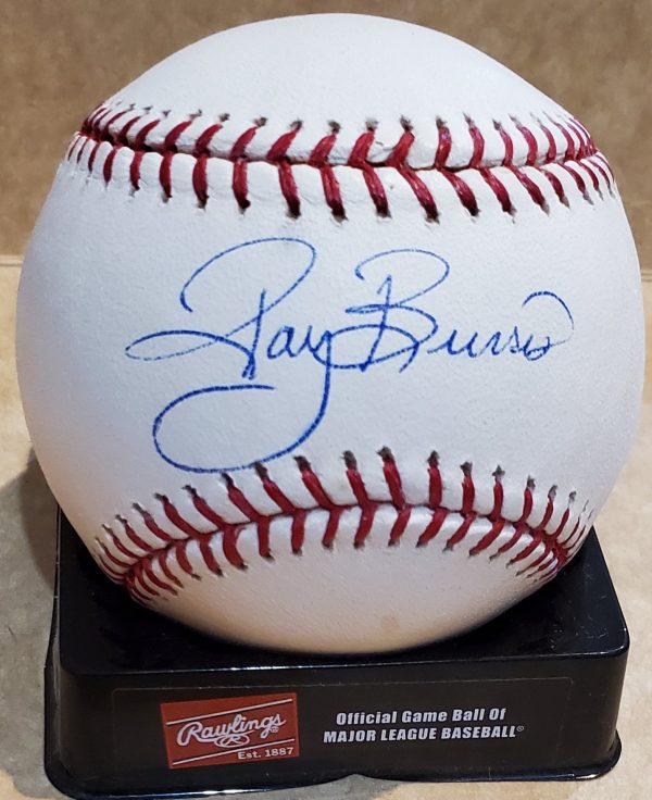 Autographed RAY BURRIS Rawlings Official Major League Baseball