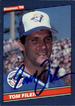 Autographed TOM FILER 1986 DONRUSS Card