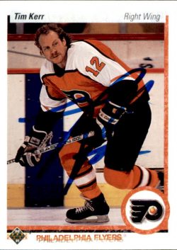 Autographed 1990-91 Upper Deck #247 Tim Kerr Philadelphia Flyers Hockey card