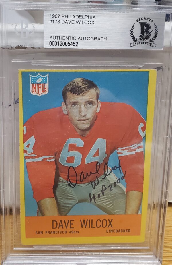 Autographed 1967 Topps Dave Wilcox Rookie card #178 BAS Beckett Autograph Slabbed