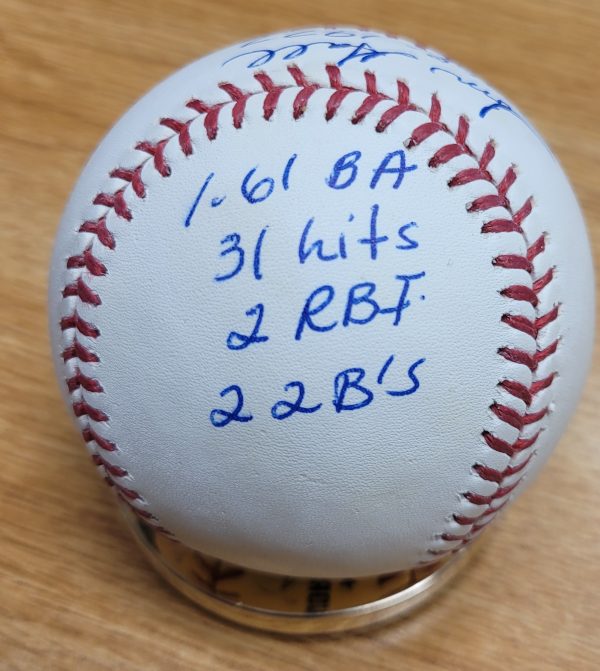 Autographed TOM HALL Stat Ball Official Major League Baseball - Image 3