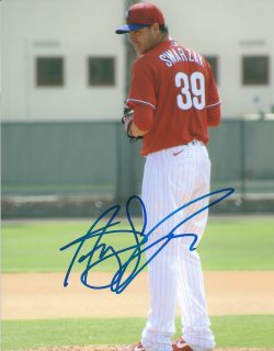AUTOGRAPHED ANTHONY SWARZAK 8X10 Philadelphia Phillies Photo