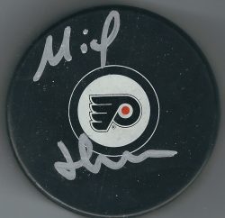Autographed MICHEL THERRIEN Philadelphia Flyers Hockey Puck