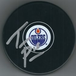 Autographed TYLER PITLICK Edmonton Oilers Hockey Puck