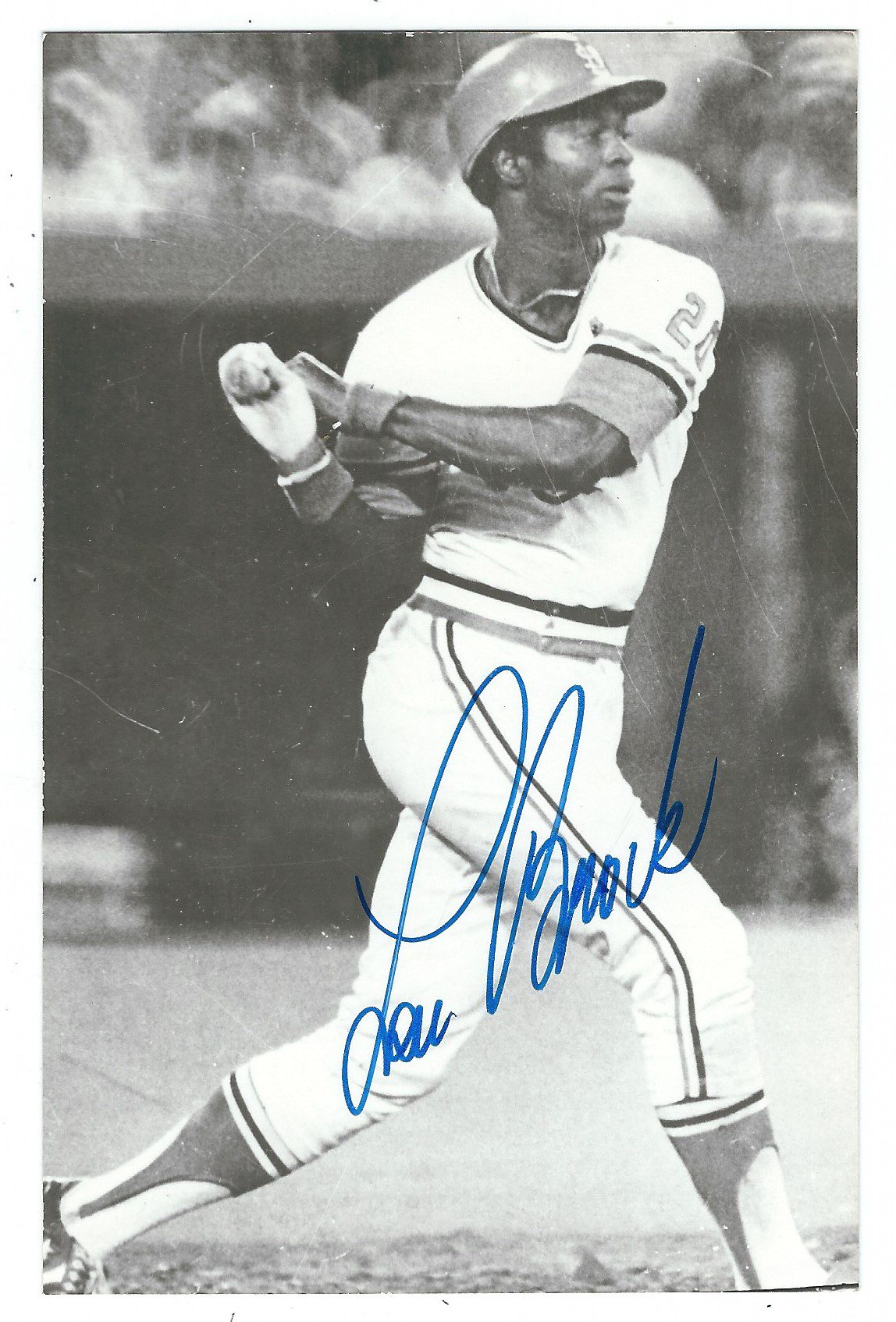 Autographed LOU BROCK BxW Rowe Post Card - Main Line Autographs