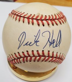 Autographed DICK HALL Official National League Baseball